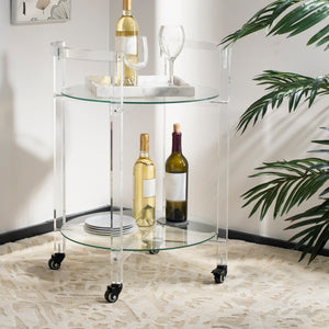 Jules Luxurious 2-Tier Acrylic Bar Cart – Stylish Clear Glass Display for Elegant Entertaining
