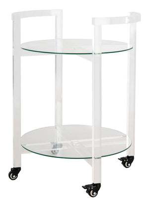 Jules Luxurious 2-Tier Acrylic Bar Cart – Stylish Clear Glass Display for Elegant Entertaining