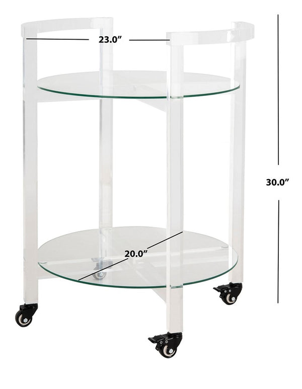 Jules Luxurious 2-Tier Acrylic Bar Cart – Stylish Clear Glass Display for Elegant Entertaining