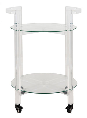 Jules Luxurious 2-Tier Acrylic Bar Cart – Stylish Clear Glass Display for Elegant Entertaining