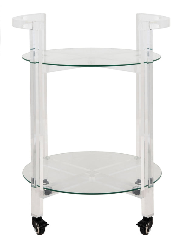 Jules Luxurious 2-Tier Acrylic Bar Cart – Stylish Clear Glass Display for Elegant Entertaining