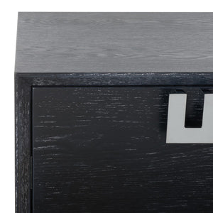 Safavieh Odalis Lacquer Chest Of Drawers Black Cerused Oak Metal / Wood SFV3523C