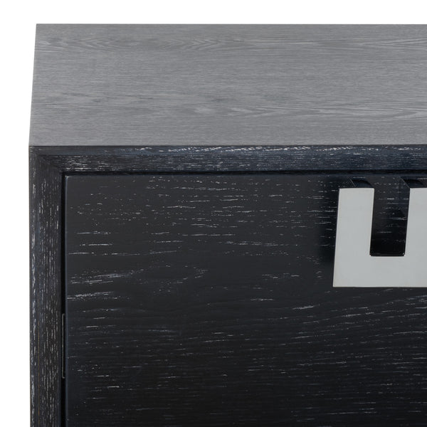 Safavieh Odalis Lacquer Chest Of Drawers Black Cerused Oak Metal / Wood SFV3523C