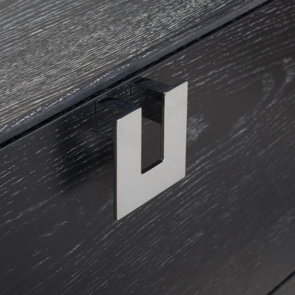 Safavieh Odalis Lacquer Chest Of Drawers Black Cerused Oak Metal / Wood SFV3523C