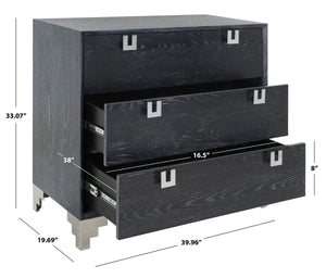 Safavieh Odalis Lacquer Chest Of Drawers Black Cerused Oak Metal / Wood SFV3523C