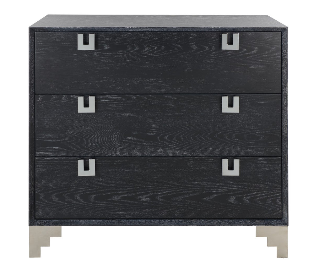 Safavieh Odalis Lacquer Chest Of Drawers Black Cerused Oak Metal / Wood SFV3523C