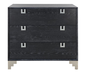 Safavieh Odalis Lacquer Chest Of Drawers Black Cerused Oak Metal / Wood SFV3523C