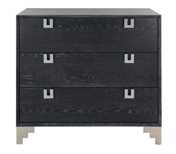 Safavieh Odalis Lacquer Chest Of Drawers Black Cerused Oak Metal / Wood SFV3523C