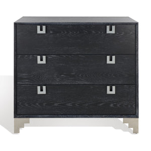 Safavieh Odalis Lacquer Chest Of Drawers Black Cerused Oak Metal / Wood SFV3523C