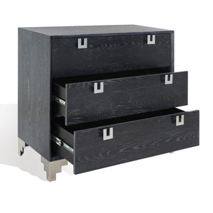 Safavieh Odalis Lacquer Chest Of Drawers Black Cerused Oak Metal / Wood SFV3523C