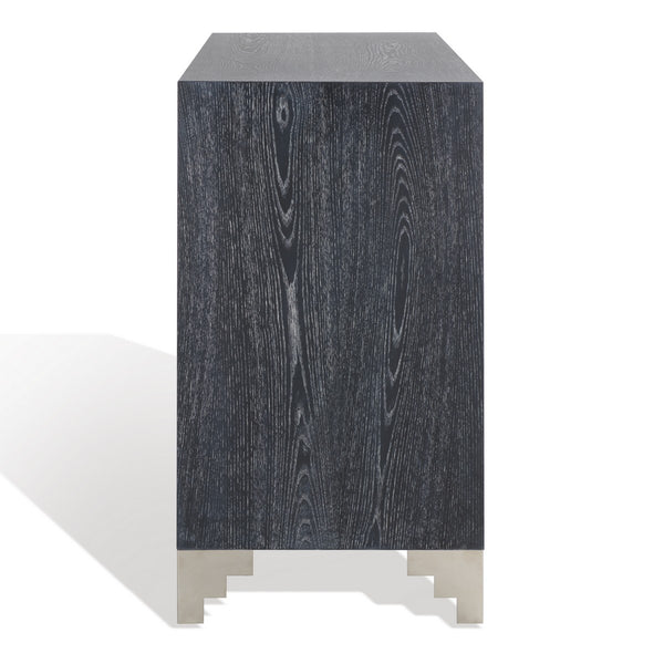 Safavieh Odalis Lacquer Chest Of Drawers Black Cerused Oak Metal / Wood SFV3523C