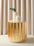 Elodie Side Table Gold White MDF Marble Couture