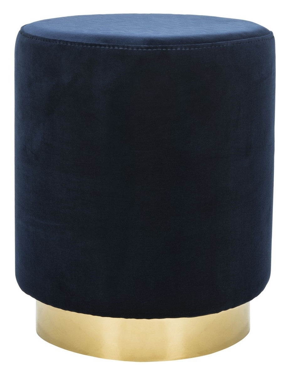 Elsworth Velvet Ottoman with Sculptural Brass Base – Elegant Seating for Stylish Living Spaces
