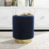 Elsworth Velvet Ottoman With Brass Base