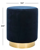 Elsworth Velvet Ottoman With Brass Base