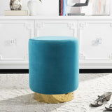 Elsworth Velvet Ottoman With Brass Base