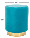 Elsworth Velvet Ottoman With Brass Base