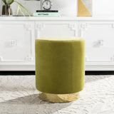 Elsworth Velvet Ottoman With Brass Base