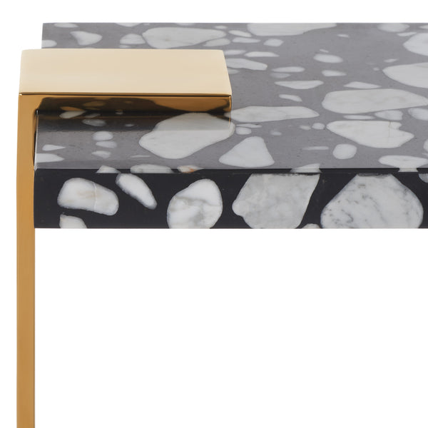 Mars Acrylic Drink Table – Chic Geometric Design with Brass Accents for Modern Living Room Decor