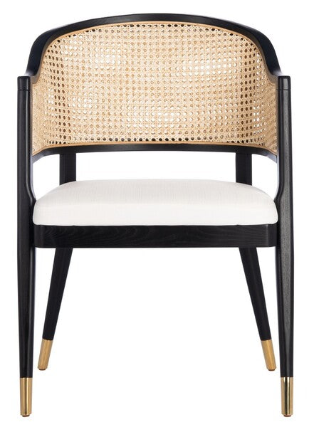 Rogue Rattan Dining Chair - Mid-Century Modern Design with Elegant Brass Caps for Chic Interiors
