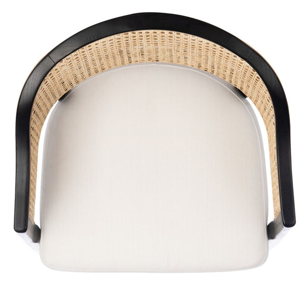 Rogue Rattan Dining Chair - Mid-Century Modern Design with Elegant Brass Caps for Chic Interiors