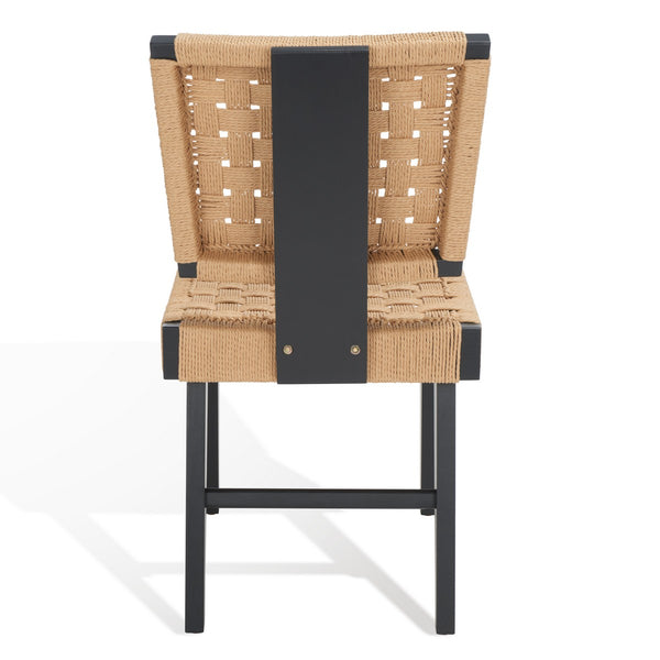 Safavieh Susanne Woven Dining Chair -Set Of 2 Black / Natural Wood / Woven Paper SFV4121A-SET2