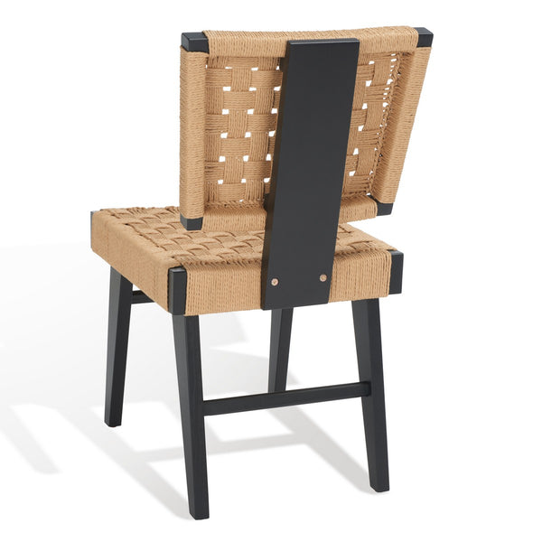 Safavieh Susanne Woven Dining Chair -Set Of 2 Black / Natural Wood / Woven Paper SFV4121A-SET2