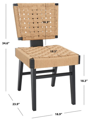 Safavieh Susanne Woven Dining Chair -Set Of 2 Black / Natural Wood / Woven Paper SFV4121A-SET2