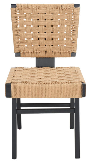 Safavieh Susanne Woven Dining Chair -Set Of 2 Black / Natural Wood / Woven Paper SFV4121A-SET2