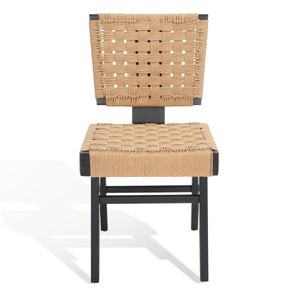 Safavieh Susanne Woven Dining Chair -Set Of 2 Black / Natural Wood / Woven Paper SFV4121A-SET2