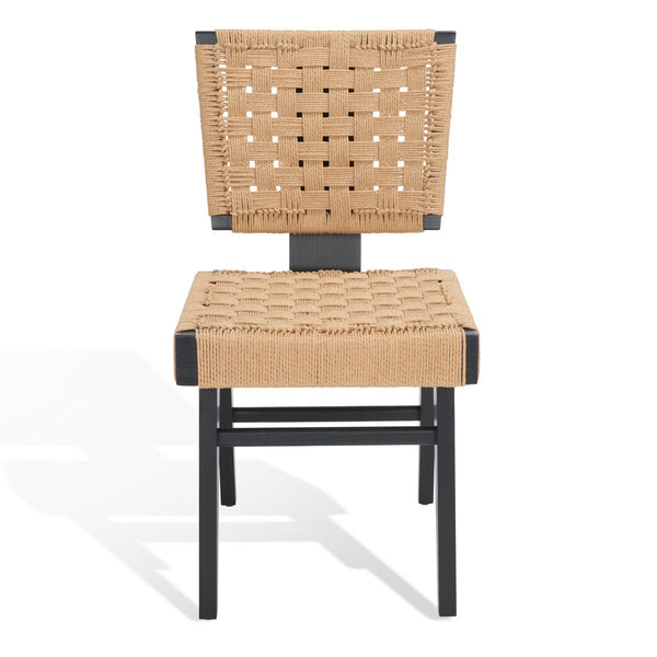 Safavieh Susanne Woven Dining Chair -Set Of 2 Black / Natural Wood / Woven Paper SFV4121A-SET2