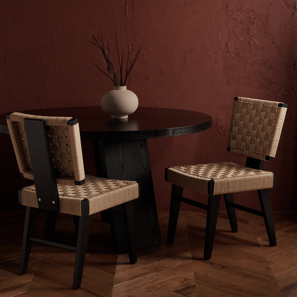 Safavieh Susanne Woven Dining Chair -Set Of 2 Black / Natural Wood / Woven Paper SFV4121A-SET2