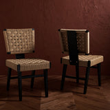 Safavieh Susanne Woven Dining Chair -Set Of 2 Black / Natural Wood / Woven Paper SFV4121A-SET2