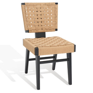 Safavieh Susanne Woven Dining Chair -Set Of 2 Black / Natural Wood / Woven Paper SFV4121A-SET2