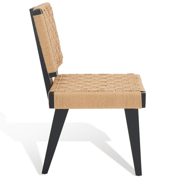 Safavieh Susanne Woven Dining Chair -Set Of 2 Black / Natural Wood / Woven Paper SFV4121A-SET2