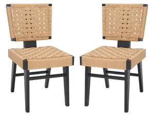 Safavieh Susanne Woven Dining Chair -Set Of 2 Black / Natural Wood / Woven Paper SFV4121A-SET2