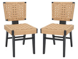 Safavieh Susanne Woven Dining Chair -Set Of 2 Black / Natural Wood / Woven Paper SFV4121A-SET2