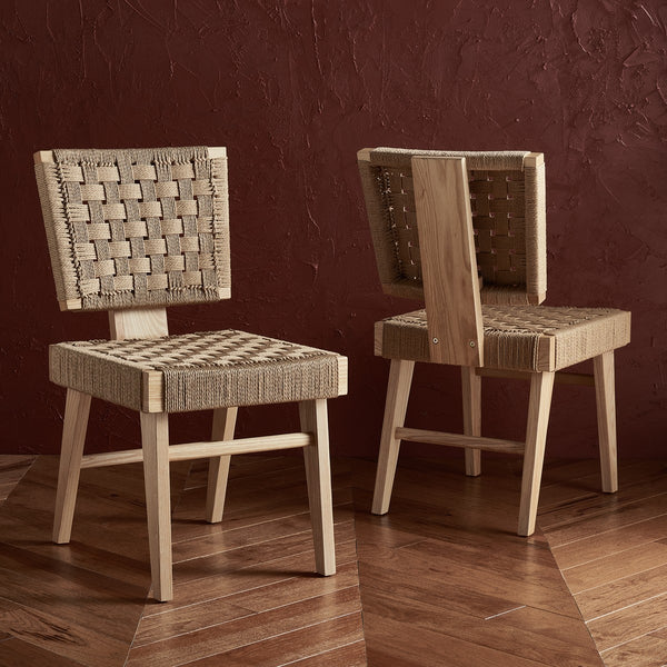 Safavieh Susanne Woven Dining Chair -Set Of 2 Natural Wood / Woven Paper SFV4121B-SET2