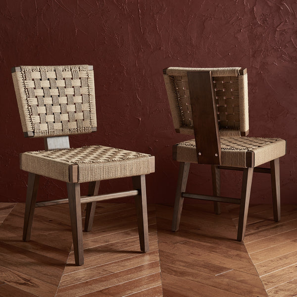 Safavieh Susanne Woven Dining Chair -Set Of 2 Walnut / Natural Wood / Woven Paper SFV4121C-SET2