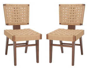 Safavieh Susanne Woven Dining Chair -Set Of 2 Walnut / Natural Wood / Woven Paper SFV4121C-SET2
