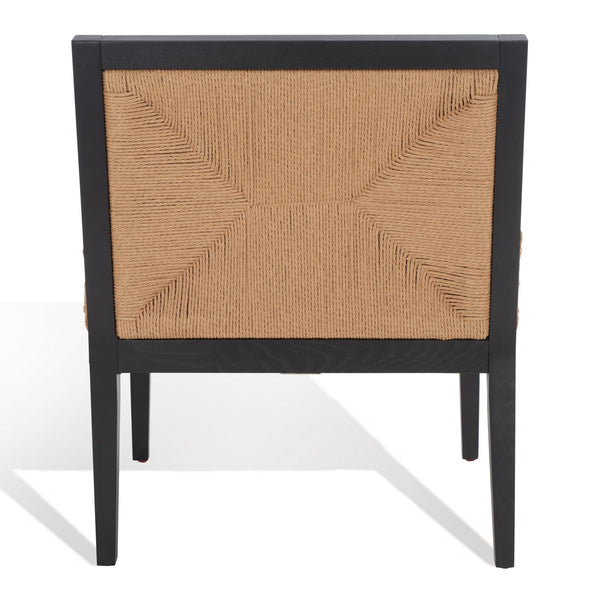 Safavieh Emilio Woven Accent Chair Black / Natural Wood / Woven Paper / Fabric / Foam SFV4124A