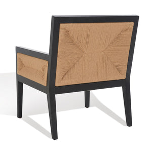 Safavieh Emilio Woven Accent Chair Black / Natural Wood / Woven Paper / Fabric / Foam SFV4124A