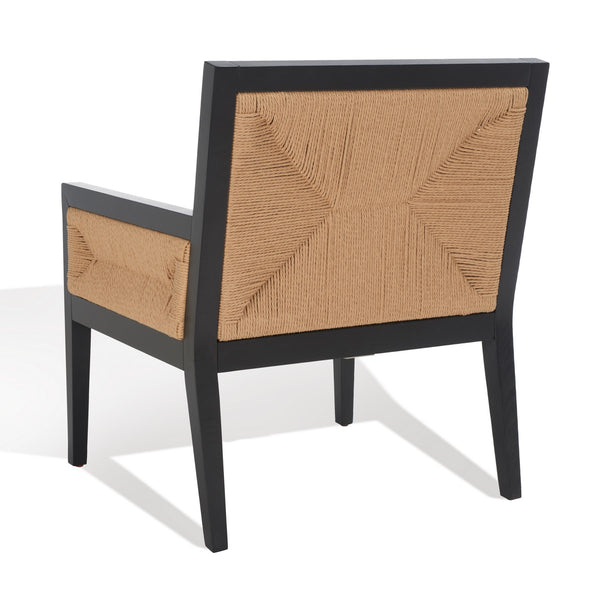 Safavieh Emilio Woven Accent Chair Black / Natural Wood / Woven Paper / Fabric / Foam SFV4124A