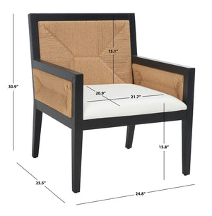 Safavieh Emilio Woven Accent Chair Black / Natural Wood / Woven Paper / Fabric / Foam SFV4124A