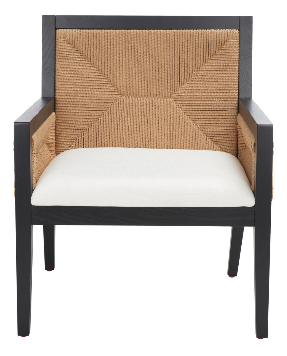 Safavieh Emilio Woven Accent Chair Black / Natural Wood / Woven Paper / Fabric / Foam SFV4124A