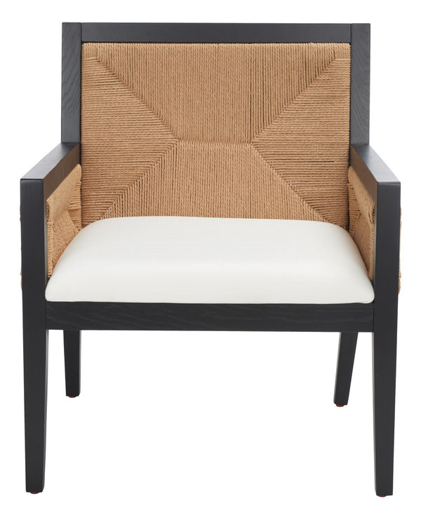 Safavieh Emilio Woven Accent Chair Black / Natural Wood / Woven Paper / Fabric / Foam SFV4124A