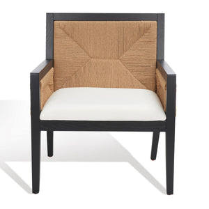 Safavieh Emilio Woven Accent Chair Black / Natural Wood / Woven Paper / Fabric / Foam SFV4124A