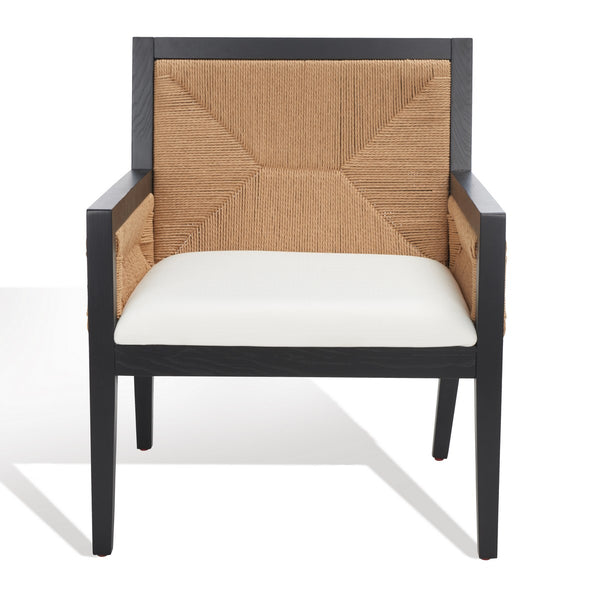 Safavieh Emilio Woven Accent Chair Black / Natural Wood / Woven Paper / Fabric / Foam SFV4124A