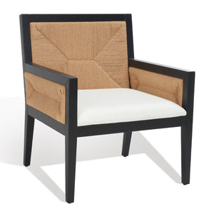 Safavieh Emilio Woven Accent Chair Black / Natural Wood / Woven Paper / Fabric / Foam SFV4124A
