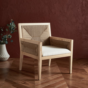 Safavieh Emilio Woven Accent Chair Natural Wood / Woven Paper / Fabric / Foam SFV4124B